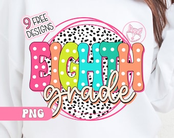 Eighth Grade Retro First Day Of School Png 8th Grade Teacher School Shirt Png Back To School Sublimation Designs Download Top Seller Png