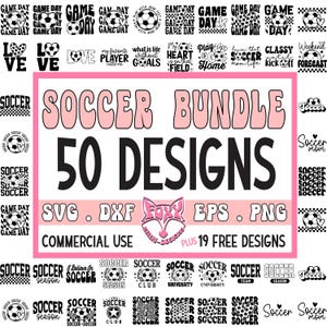 Soccer SVG Bundle: 50 Designs, Player Clipart (Commercial Use)