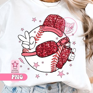 Baseball PNG Becher Gürteltasche Faux Pailletten Sparkle Digitale Kunst Sublimation Designs Dtf Transfers Trending Meistverkaufte Artikel