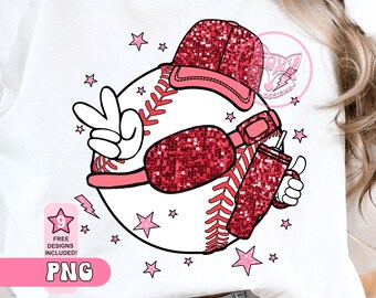 Baseball Faux Sequin PNG: Tumbler, Belt Bag, DTF Sublimation Design