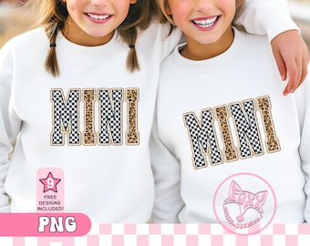 Mini Mothers Day Leopard Checkered Print PNG: Sublimation DTF (Digital Download)