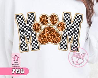Dog Mom Faux Sequin PNG: Paw Print Sublimation Design
