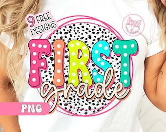 First 1st Grade Png Back To School Png Cute Teacher School Shirt Png First Day Of School Instant Download DTF Graphic Tee Png Best Seller