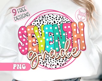 Seventh Grade Retro First Day Of School Png 7th Grade Teacher School Shirt Png Back To School Sublimation Designs Download Png