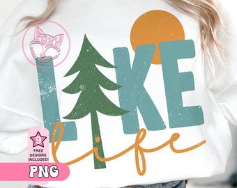 Lake Life Sublimation PNG Design: Women's Graphic T-Shirt (Digital Download)