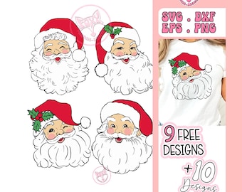 Santa svg, old school father christmas, Santa Face svg, Christmas svg, Santa Claus svg, Santa Head svg, Funny Santa svg, Santa Svg