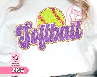 Softball Chenille Patch PNG: Game Day Sublimation Design (Digital Download)