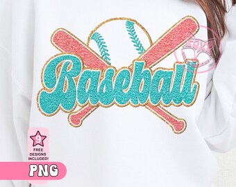 Chenilla sintética de béisbol PNG: Diseños para sublimación y DTF (descarga digital)