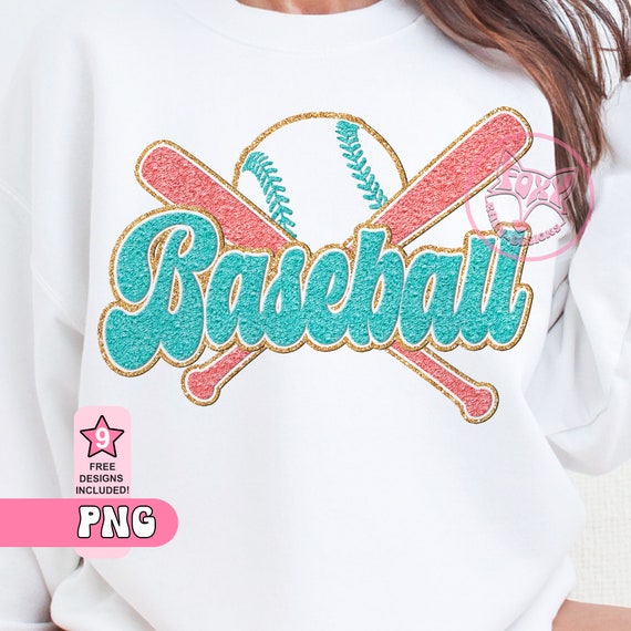 Baseball Faux Chenille PNG: Sublimation & DTF Designs (Digital Download)