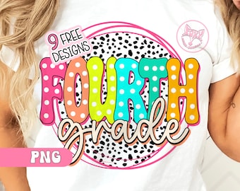 Fourth Grade Back To School Png Dalmatian 4th Grade Teacher School Shirt Png First Day Of School Instant Download DTF Graphic Tee Png