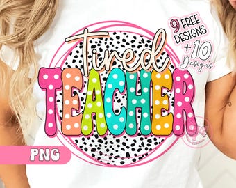 Tired Teacher PNG: Retro Back To School Design (Digital Download)