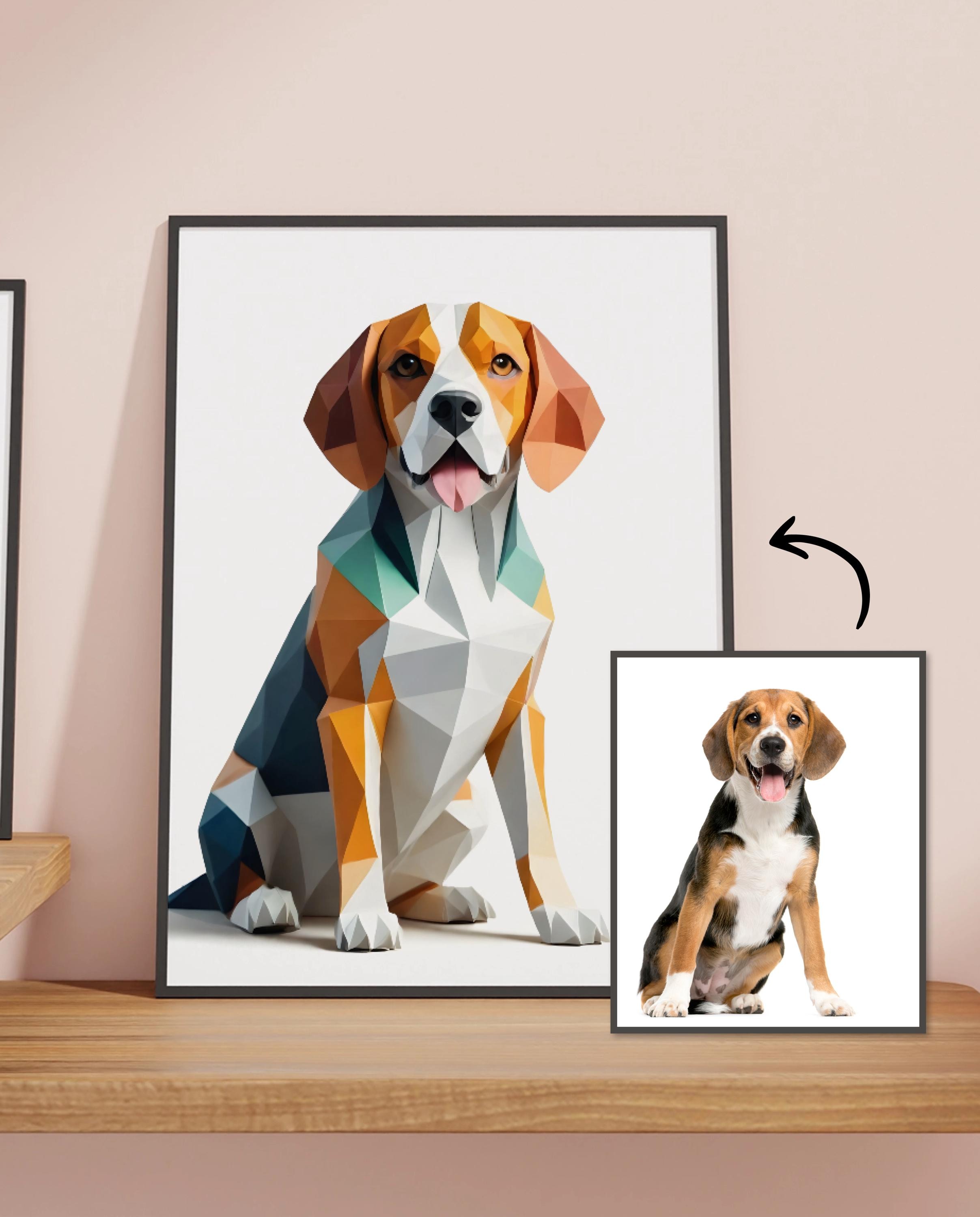 Custom Origami Style Pet Portrait: Personalized Modern Geometric