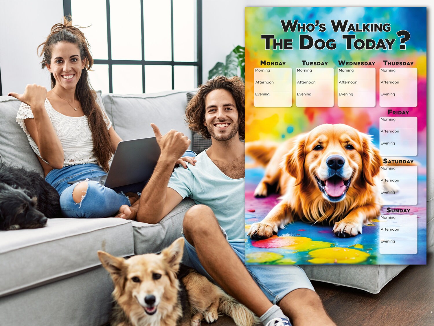 Printable Golden Retriever Walking Dog Weekly Planner Schedule, Planner ...