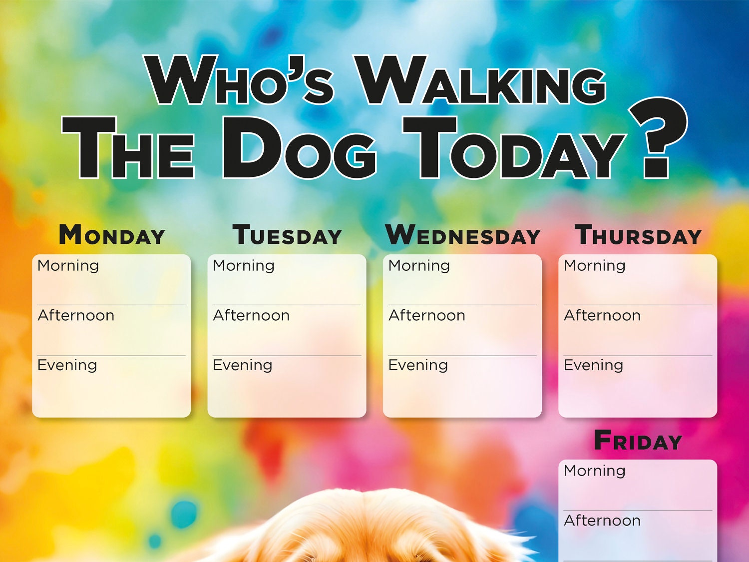 Printable Golden Retriever Walking Dog Weekly Planner Schedule, Planner ...