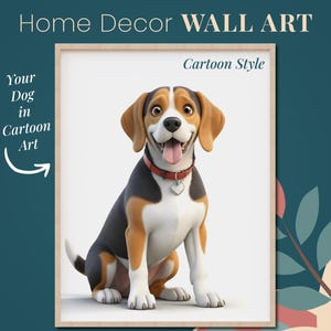 Retrato personalizado Impresión digital Arte de dibujos animados de perros Decoración del hogar Clínica veterinaria Regalo de pared para amantes de los perros Ilustraciones de dibujos animados para niños