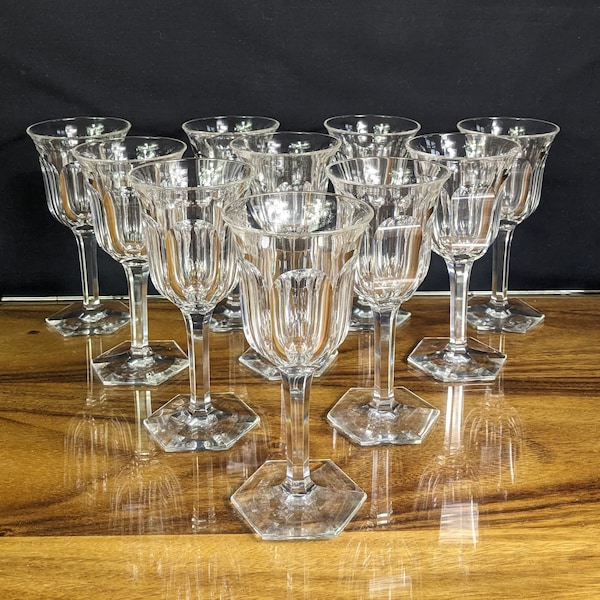 Baccarat Malmaison claret wine glass (pre 1936) Art Deco. Ten available