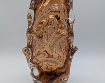 Mid-Century Kupfer-Bernstein-Vase - Jan Beránek, Skrdlovice “Propeller”