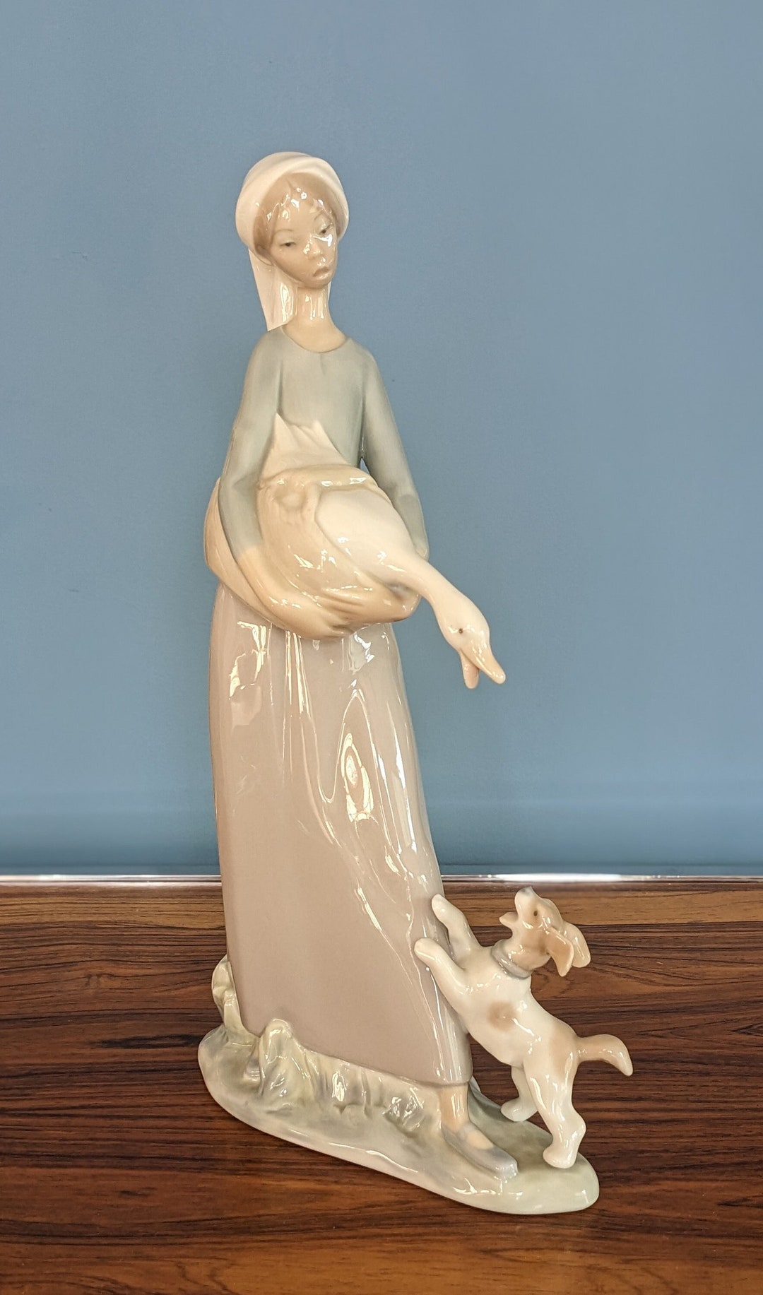 Lladro Porcelain Girl With Goose & Dog Collectible Figurine Number 4866 ...