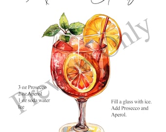 Aperol Spritz Cocktail Recipe Card