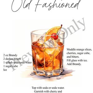 Old Fashioned Cocktail Recipe Card