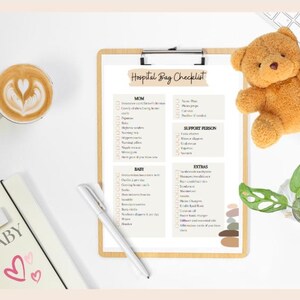 Lista de verificação da bolsa do hospital para impressão, lista de bolsa do hospital, lista de verificação essencial para bebês, lista de verificação para bebês, download instantâneo, bolsa do hospital, mamãe e papai
