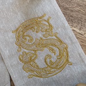 Elegant Initial Monogram Embroidered Wreath Sash, Personalized