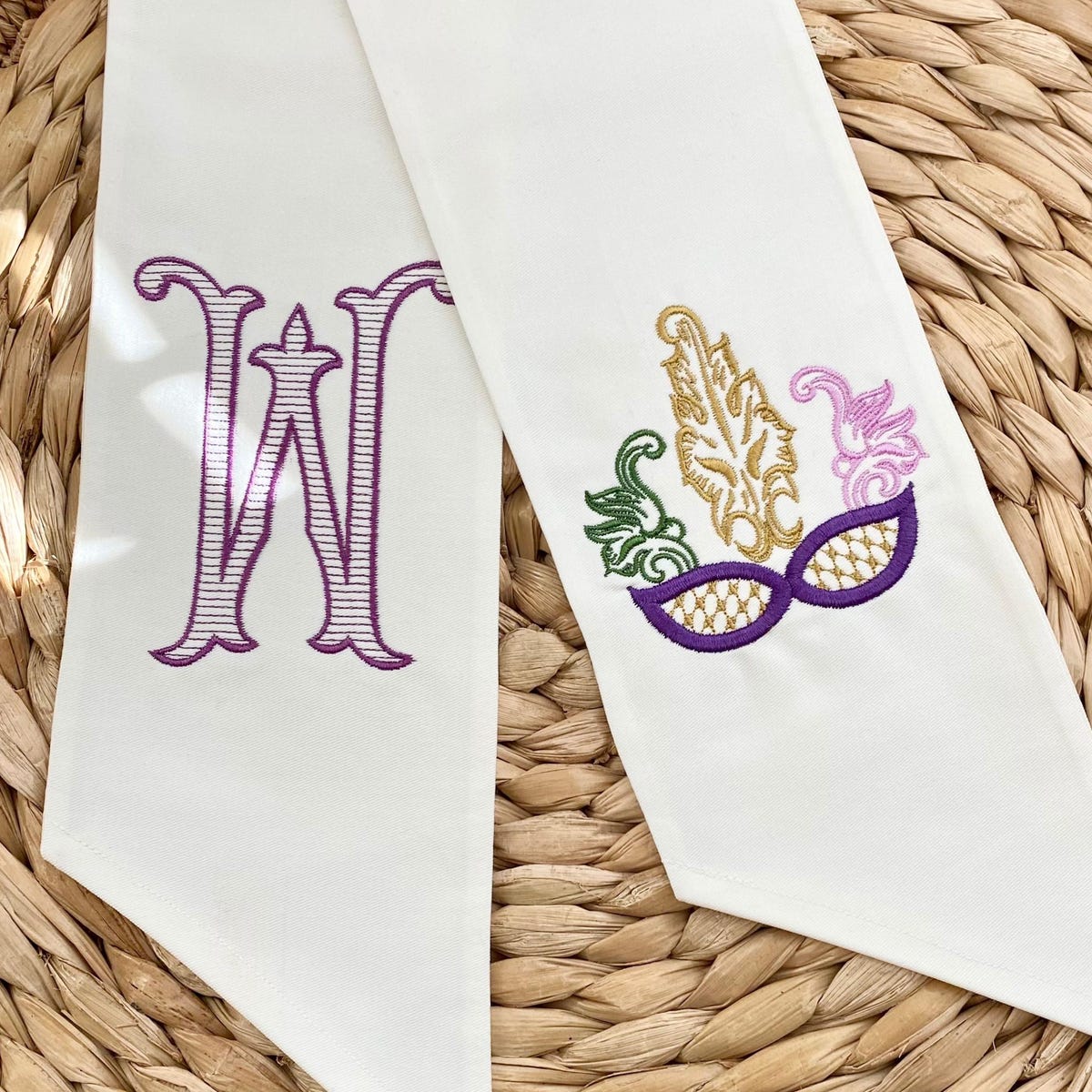 Mardi Gras Embroidered Wreath Sash, Monogrammed Wreath Sash, Personalized, Monogram - Etsy