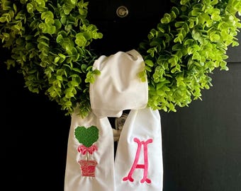 Valentine's Day Embroidered Wreath Sash, Personalized Monogram