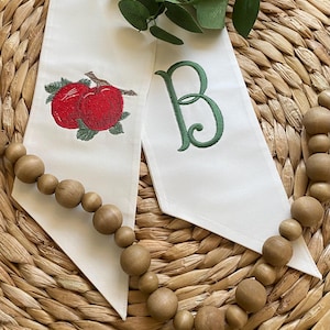 Apple Embroidered Wreath Sash, Personalized, Monogram
