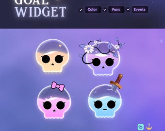 Cute Skull Goal Widget - Customizable Stream Overlay (Streamlabs/Streamelements)