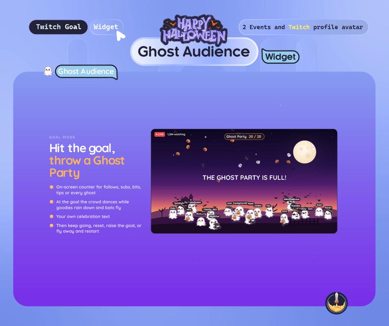 Ghost Stream Layout Ghost Party Twitch Widget, Animated Halloween Stream Overlay, Cute ...