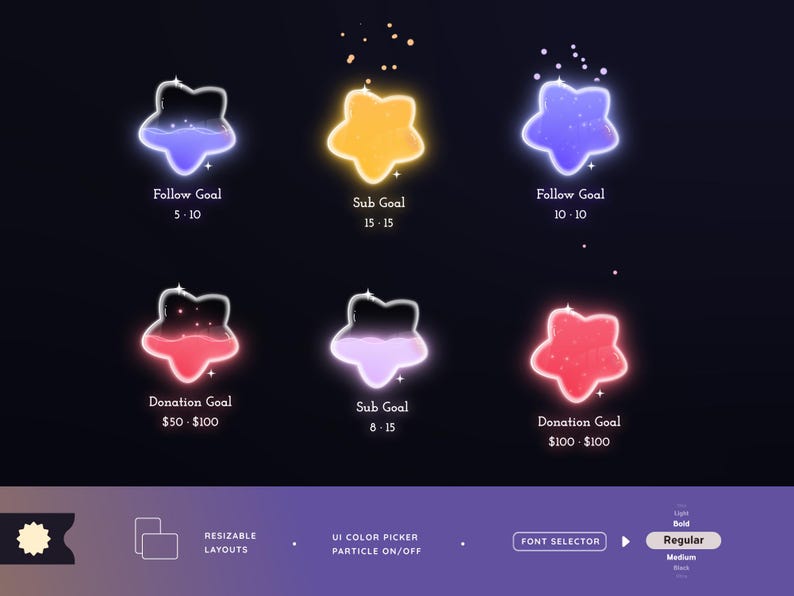 Twitch Star Goal Widget for Twitch - Streamlabs & Streamelements image 2