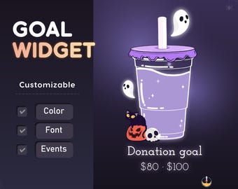 Halloween Ghost Drink Goal Widget: Twitch Stream Overlay (Streamlabs/Streamelements)