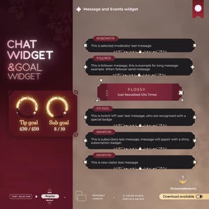 Elegant Floral Twitch Chat and Goal Widget Combo (StreamElements)