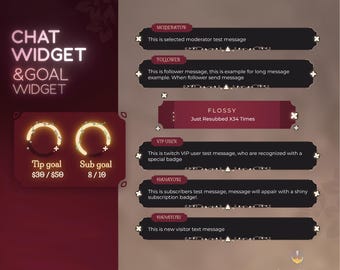 Elegant Floral Twitch Chat and Goal Widget Combo (StreamElements)