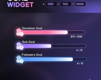 Sakura Slider Goal Widget | Customizable Gradient Colors Goal Bars for Twitch Streamers | Streamelements OBS