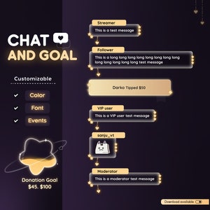 Chat widget customizable Glass Transparent Star Love Chat and Goal Stream Widgets - Minimal, Starry, Elegant - Chat widget Streamelements
