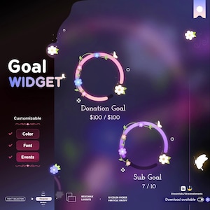 Floral Twitch Goal Widget: Spring Flower Theme - StreamElements