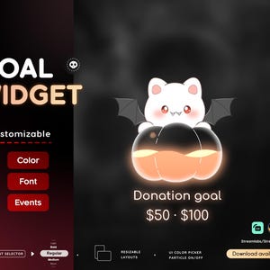 Pumpkin Goal Widget | Cute Cat Pumpkin Goal Widget for Twitch Streamers | Fully Customizable | Streamelements Streamlabs OBS