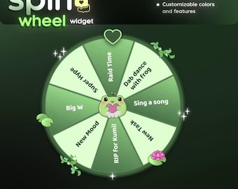 Cute Frog Twitch Spin Wheel Widget | Interactive Chat Command Overlay (Digital Download)