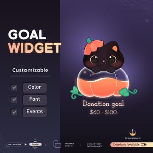 Black Cat Pumpkin Goal Widget for Twitch - Streamlabs & Streamelements