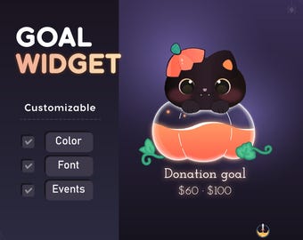 Black Cat Pumpkin Goal Widget for Twitch - Streamlabs & Streamelements