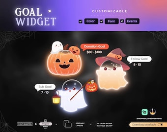 Halloween Stream Goal Widget: Pumpkin Ghost Theme - Streamlabs & Streamelements