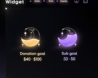 Goal Widget-Cute Moon Glass Goal Widget-Cute Minimal Customizable Goal Widget for Twitch Streamers -Streamelements StreamLabs OBS