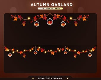Autumn Leaf Garland Stream Overlay | Animated Fall Decorations WebM | Twitch OBS Stream Decor |