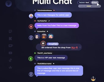 Multistream Chat Widget Twitch YouTube Kick TikTok Ko-fi Throne Chat & Alerts | Customizable StreamElements OBS Chat Box