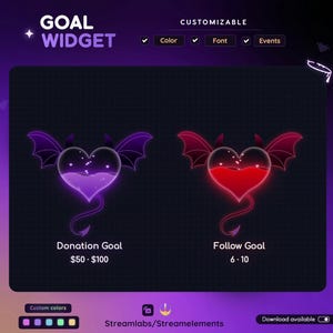 Devil Heart Goal Widget for Twitch - Streamlabs & Streamelements