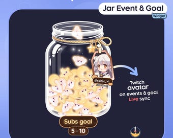 Moonlight Dream Jar • Twitch Goal Widget • Falling Stars Goal Overlay • Moon & Stars Stream Widget • Instant Download