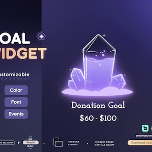 Crystal Goal Widget: Customizable Stream Overlay (Streamlabs/Streamelements)