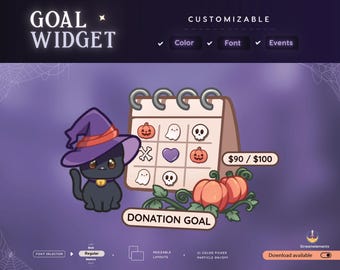 Pumpkin Cat Stream Goal Widget: Halloween Theme (Streamelements)